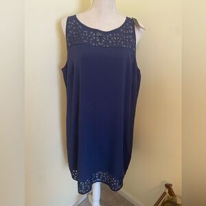 NWT navy lined sleeveless dress with cut-out detail XL